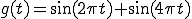  g(t) = \sin(2\pi t) + \sin(4\pi t) 