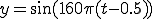  y= \sin(160\pi( t - 0.5))