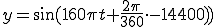  y= \sin(160\pi t +  \frac{2\pi}{360} \cdot -14400))