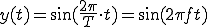  y(t) = \sin(\frac{2\pi}{T} \cdot t) = \sin(2\pi f t) 