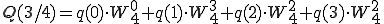  Q(3/4) = q(0)\cdot W_4^{0} + q(1)\cdot W_4^{3} + q(2)\cdot W_4^{2} + q(3)\cdot W_4^{2} 