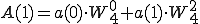  A(1) = a(0)\cdot W_4^{0} + a(1)\cdot W_4^{2}