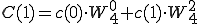  C(1) = c(0)\cdot W_4^{0} + c(1)\cdot W_4^{2}