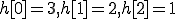  h[0]=3, h[1]=2, h[2]=1