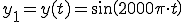  y_1 = y(t) = sin(2000\pi\cdot t