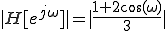 | H[e^{j\omega}] | = | \frac{1+2\cos(\omega)}{3} | 