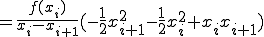  = \frac{f(x_i)}{x_i - x_{i+1}}(-\frac{1}{2}x^2_{i+1} -\frac{1}{2}x^2_i + x_{i}x_{i+1}) 