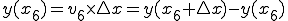  y(x_6) = v_6 \times \triangle{x} = y(x_6 + \triangle{x}) - y(x_6) 