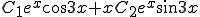  C_1 e^{x}\cos{3x} + x C_2 e^{x}\sin{3x}