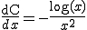  \frac{{\rm dC}}{dx} = -\frac{\log(x)}{x^2} 