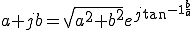  a + jb = \sqrt{a^2 + b^2} e^{j\tan^{-1 \frac{b}{a} }}