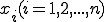 x_i (i=1,2,...,n)